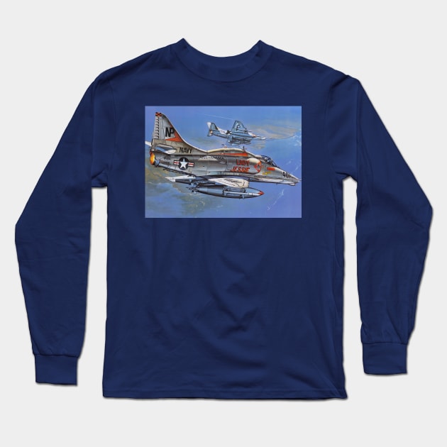 A4 SkyHawk Long Sleeve T-Shirt by Aircraft.Lover